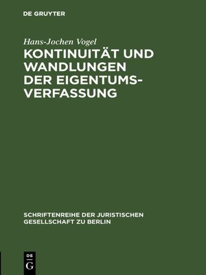 cover image of Kontinuität und Wandlungen der Eigentumsverfassung
